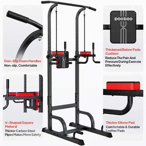 Home Gym Power Tower Dip Station Adjustable Heavy Duty Pull Up Bar for Workouts - Picture 1 of 12