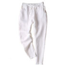 Women Drawstring Tapered Capri Pocket Trousers Elastic Waist Long Pants