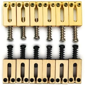 6 PCS Solid Brass Bridge Saddles For Fender Stratocaster/Telecaster/Strat/ST - Picture 1 of 6