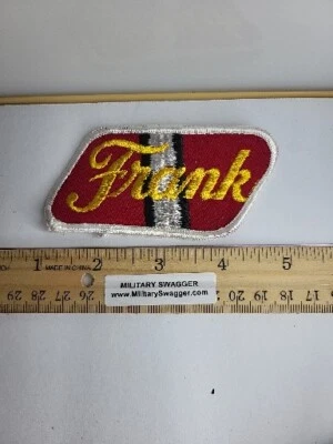 Frank Jacket Hat Shirt Patch Name Tag Badge Personalized VTG 1970s Sew On 1G - Image 1 of 3