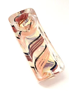 Glass Block Handpipe Smoking Tobacco 3.25" End Carb Pink Color Change NO ROLL - Picture 1 of 2