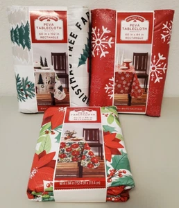 Holiday Time Peva 60" x 84" Rectangle Christmas Theme Tablecloths - Lot of 3 - Picture 1 of 4