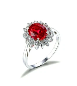 White gold finish Ruby princess created diamond oval ring - Picture 1 of 9