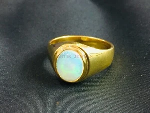 Natural Opal Gemstone with Gold Plated 925 Sterling Silver Ring for Men's #1341 - Picture 1 of 8