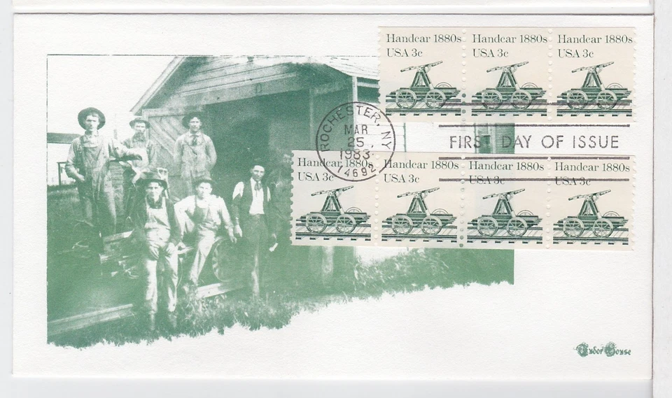 TurtlesTradingPost- Handcar 1880s- Line Pair 1983 #1898 FDC Tudor House Cachet - Image 1 of 1