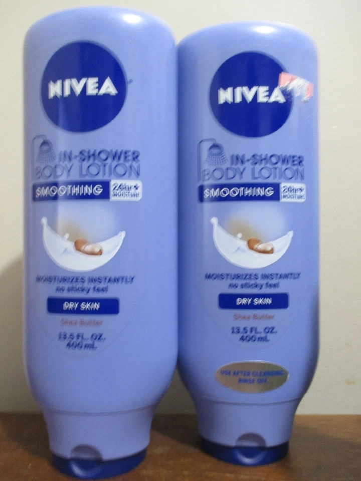 Paquete de 2 lociones corporales suavizantes Nivea en ducha 24 horas + humedad 13,5 oz manteca de karité Foto 1 de 1