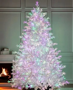 LUXE 9ft White Artificial Tree with Clear LEDs – Brand New, Premium Decor - Picture 1 of 9