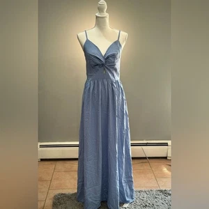 Blaues Cupshe Maxikleid mit Schnürung Größe M Neu mit Etikett - Bild 1 von 8
