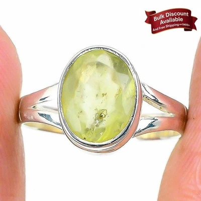 Натуральное зеленое кианитовое кольцо из чистого серебра с дочерней чакрой для горла размер 8 - Изображение 1 из 4