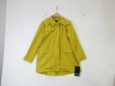 Badgley Mischka Mac Raincoat Ladies XL Yellow New Tags Hooded Zip Hiking Walking - Image 1 of 4