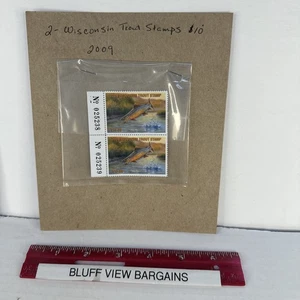 2- 2009 Wisconsin - 10 $ State Trout Fishing Stamp - Mint OG NH (noch angebracht) - Bild 1 von 2