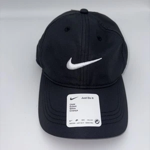 Nike Swoosh Black White Logo 8A2319-023 Youth Adjustable Baseball Cap Hat NEW - Picture 1 of 2