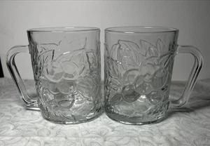 2 tazas de vidrio transparente KIG Indonesia con patrón de uva y hoja de 4" - Imagen 1 de 10