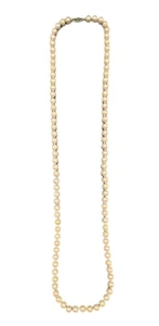 Vintage Monet 35" Single Strand Hand Knotted Pearl Necklace - Picture 1 of 12