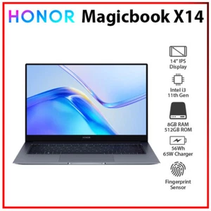 Honor MagicBook X 14 8GB RAM 512GB SSD i3-1115G4 Intel Core Windows PC Laptop - Picture 1 of 8