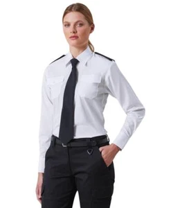 Damen Pilotenhemd Damen Langarm Bluse Polizei Security Arbeitskleidung Uniform - Bild 1 von 11