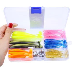 Kunstköder Gummifische Angel Set 50 tlg. Hecht Barsch Zander mit Jigköpfe in Box - Bild 1 von 6