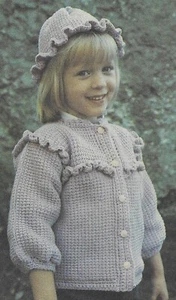 Girl's Ruffled Sweater & Hat crochet pattern instructions - Picture 1 of 1