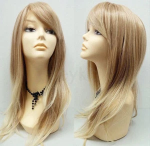 New Fashion Long Straight Blonde Mix Women Lady Girl Hair Wig Full Wigs +Wig Cap - Picture 1 of 3