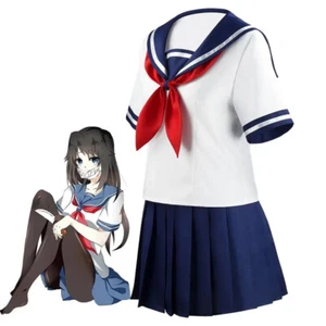 Girl's Navy Blue Sailor Skirt Game Yandere Simulator Ayano Aishi Cosplay Costume - Picture 1 of 12