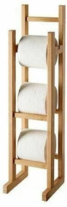 Bamboo Wooden Toilet Loo Roll Holder Tissue Storage Free Standing Classic Design - Picture 1 of 3