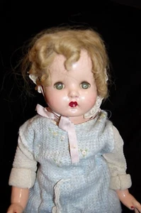 Antique Composition Doll Blonde Braid Sleepy Eyes Creepy Halloween TLC #43 - Picture 1 of 11
