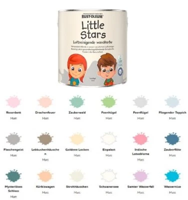 44 x  125 ml = 5,5 L. Kinderzimmer Farbe  Little Stars Luftreinigende Wandfarbe - Bild 1 von 3