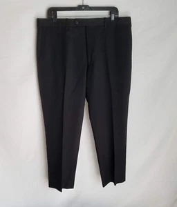 JB Britches Torino Mens Black Worsted Wool Flat Front Dress Pants Italy Sz 36x27 - Picture 1 of 5