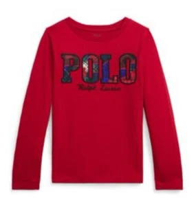 NEW Nwt Ralph Lauren Polo Girls Red Plaid Logo Jersey Long Sleeve Shirt Size 4T - Imagen 1 de 1