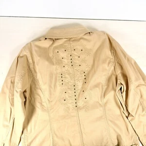 Chicos Gr. 3 Damen Jeansjacke gelb Baumwolle Stickerei Paisley Nieten - Bild 1 von 4