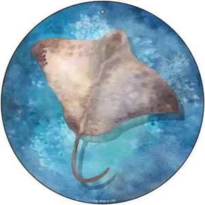 Stingray Blue Novelty Round Circular Metal Sign 8" Home Garage Wall - Picture 1 of 1