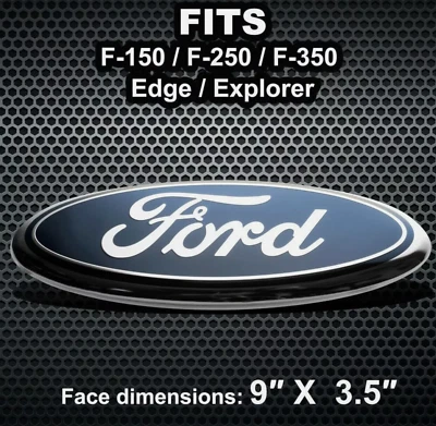 BLUE & CHROME 2005-2014 Ford F150 FRONT GRILLE/ TAILGATE 9 inch Oval Emblem 1PC - Image 1 of 2