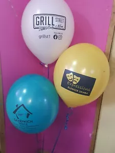 100 Custom Printed Balloons Personalised Brand Metallic Colours Helium Quality - Picture 1 of 9