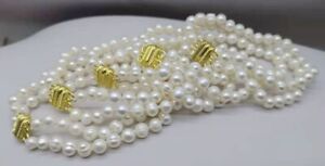 Wholesale 5PC 2 ROW 7-8mm White Akoya Cultured Pearl Bracelet 8"