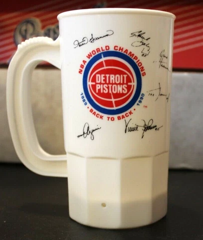 1990 Detroit Pistons NBA World Champions Back-to-Back Plastic Beer Mug 5" Tall Cover