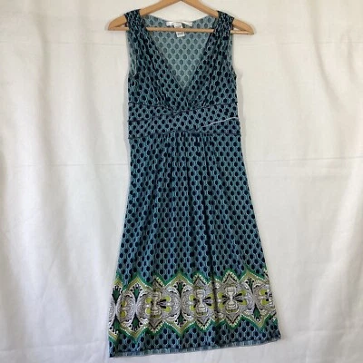 Vestido pulóver Studio M para mujer negro/verde geométrico cuello en V sin mangas talla S Foto 1 de 4