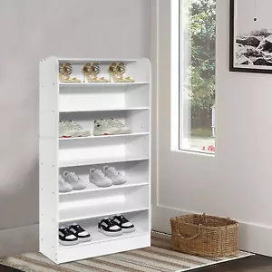 Shoe Storage Cabinet 4-Flip Drawers Top Shelf Farmhouse Sneakers Rack Organizer - Picture 1 of 12