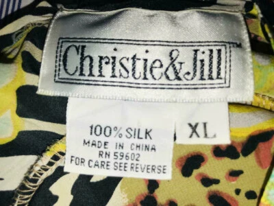 Christie & Jill Women's Vintage Sheer Blouse Short Sleeve Keyhole Back Yellow XL - Image 1 of 4