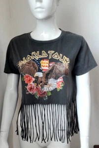 Full TiltFringe Crop Top World Tour 1991 Bald Eagle Hippie graphic america SZ S - Picture 1 of 11