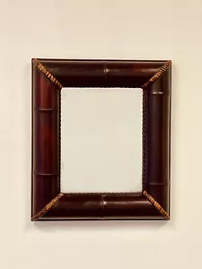 Natural Bamboo Accent Mirror 18 x 21 Wall Mirror with Rattan Edges, New - Picture 1 of 4
