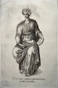Romae Lapide Porphirite GRAVURE Antiquarum Statuarum STATUE ROME XVII° (?) - Imagen 1 de 3