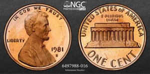 1981 S LINCOLN CENT PROOF TYPE 2 1C PF69 RD ULTRA CAMEO NGC PHOTOVISION SKU 3129 - Picture 1 of 5