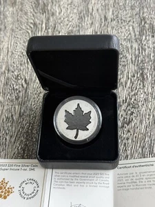 Canada 2023 20$ SUPER INCUSE SILVER MAPLE LEAF SML Rhodium 1 oz Pure Silver Coin - Picture 1 of 6