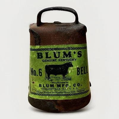 Campana antigua rara Blum's Nº 6 con etiqueta original campana de vaca 🐮 Foto 1 de 4