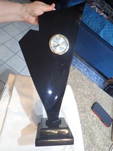 VINTAGE Modern 1970’s Van Teal Tall Lucite Sculpture SIGNED Black Quartz Clock - Picture 1 of 15