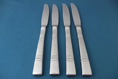 4 Dinner Knives Holllow Gorham BALUSTER II Hammered Stainless Vietnam 9 1/8" - Image 1 of 4