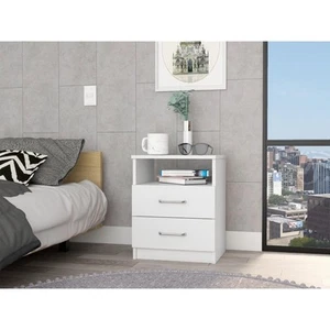 Nightstand 20"H,Two Drawers,Open Shelf,Superior Top,Bed Side - Picture 1 of 4