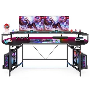 TRIBESIGNS WAY TO ORIGIN Halseey 75 in. Black Wood and Metal Computer Desk Desk - Picture 1 of 8