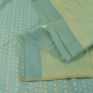 Sanskriti Vintage Aqua Blue Dupatta Long Stole Blend Cotton Woven Premium Hijab  - Picture 1 of 11