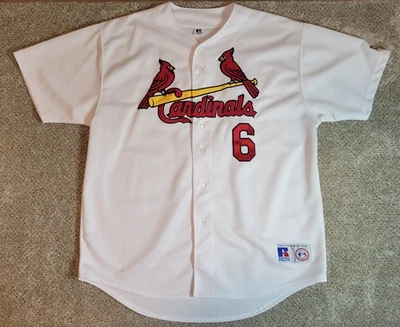 Camiseta deportiva Stan Musial Russell Athletic para hombre XXL blanca manga corta con botones cosida Foto 1 de 4